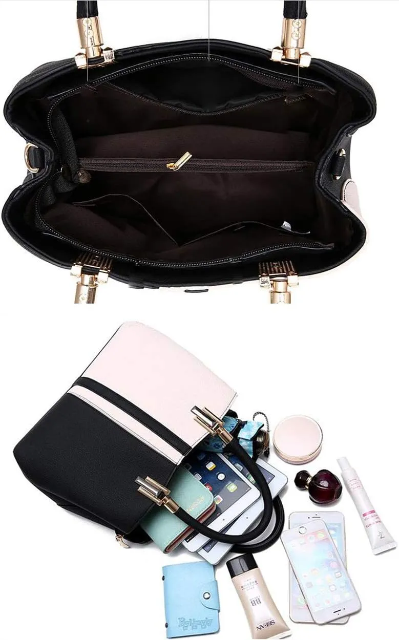 YAQUNICER Women PU Leather Handbags Tote Shoulder Bags Top Satchel Purses