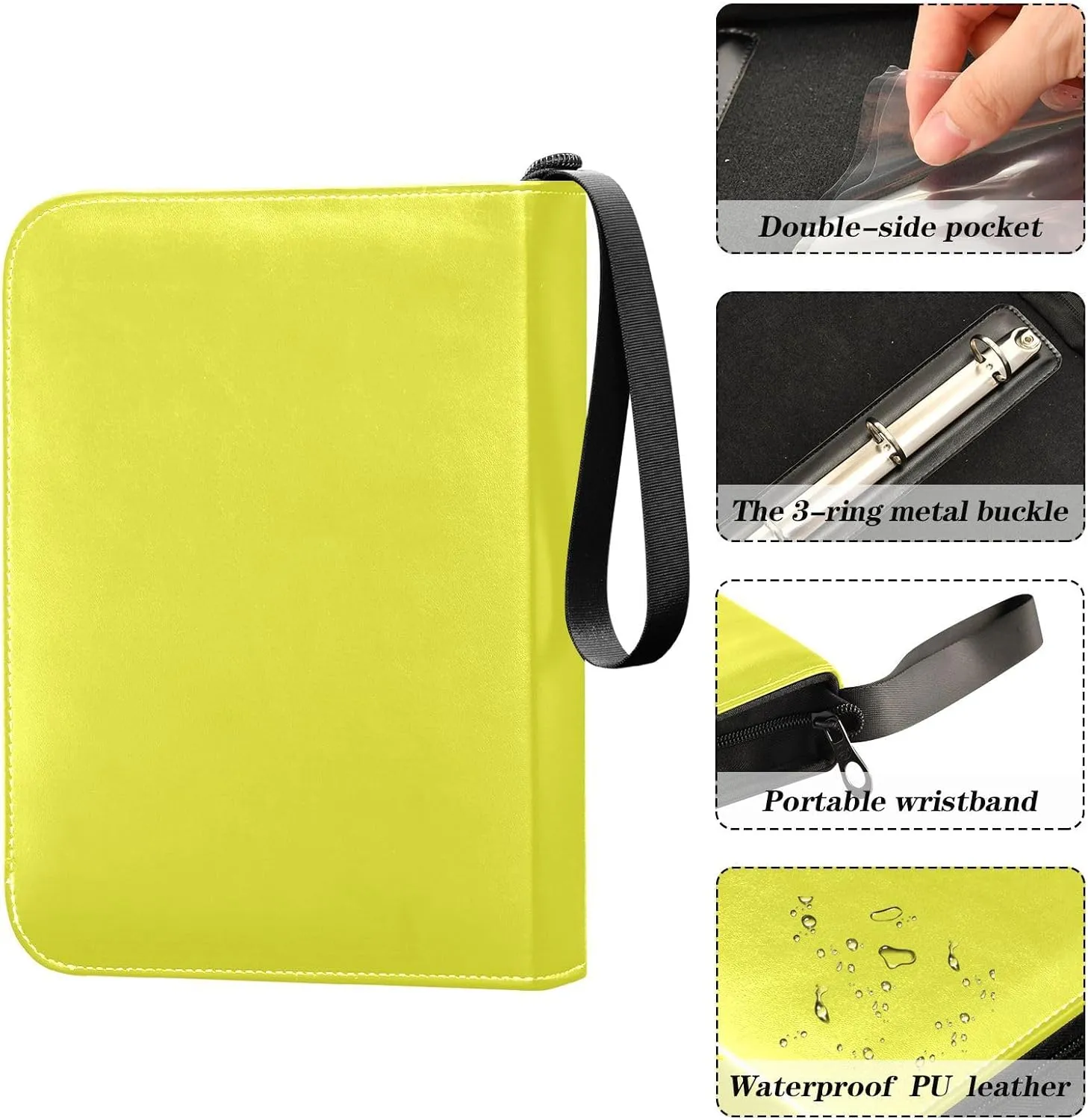 Yellow Card Binder Trading Card Sleeves Baseball Cards Protectors Storage Organizer Holder for Football Basketball Sports Games Photo Card with 400 Pockets Gifts