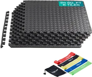Yes4All Rubber Gym Flooring for Home Gym, 0.56" Thick Gym Flooring Tiles, EVA Foam Mats with Rubber Top, Protective Flooring Mat