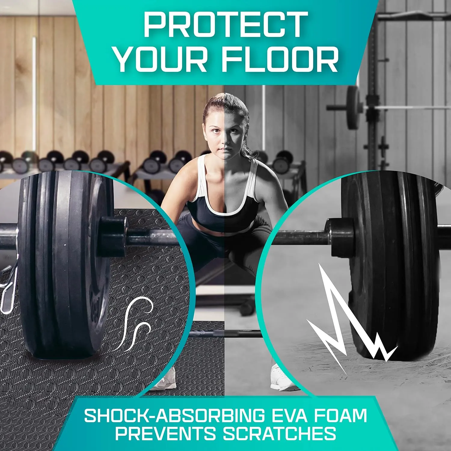 Yes4All Rubber Gym Flooring for Home Gym, 0.56" Thick Gym Flooring Tiles, EVA Foam Mats with Rubber Top, Protective Flooring Mat