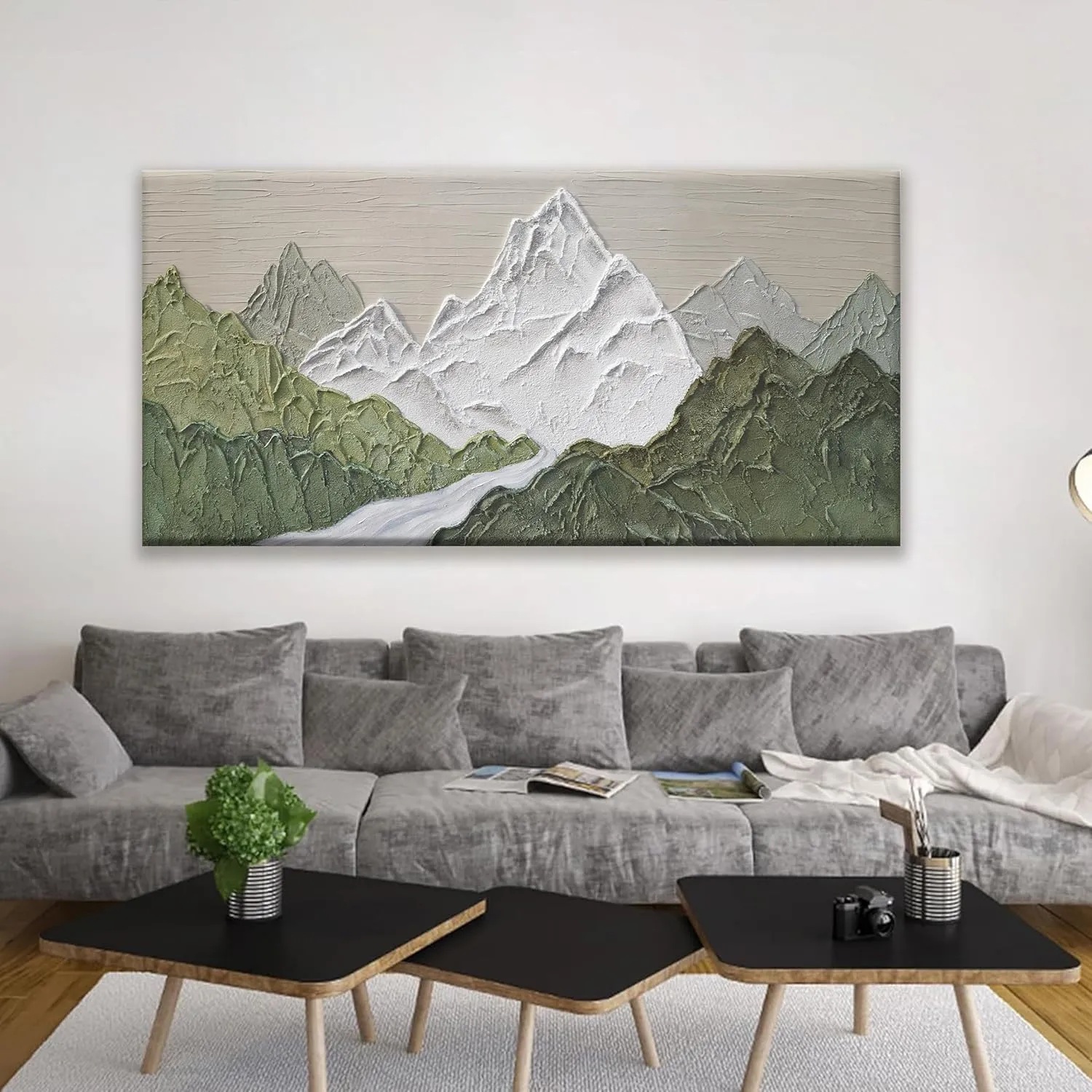 YISXINOAG Large Abstract Wall Art For Living Room Canvas Art Wall Decor Bedroom Office Decor Abstract Mountain Forest Landscapes Green Wall Art Painting Abstract Art Prints Home Wall Art 29×58 In