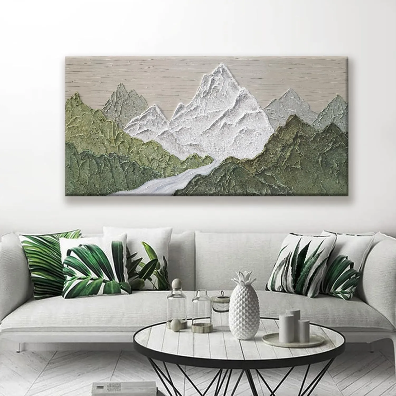 YISXINOAG Large Abstract Wall Art For Living Room Canvas Art Wall Decor Bedroom Office Decor Abstract Mountain Forest Landscapes Green Wall Art Painting Abstract Art Prints Home Wall Art 29×58 In