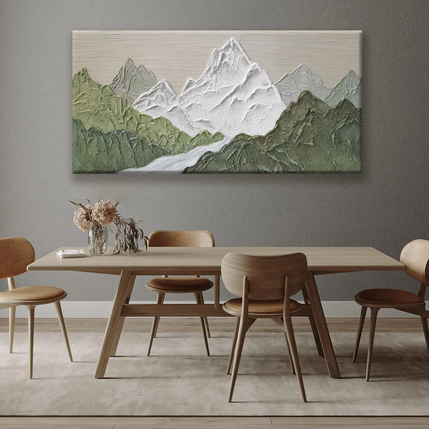 YISXINOAG Large Abstract Wall Art For Living Room Canvas Art Wall Decor Bedroom Office Decor Abstract Mountain Forest Landscapes Green Wall Art Painting Abstract Art Prints Home Wall Art 29×58 In