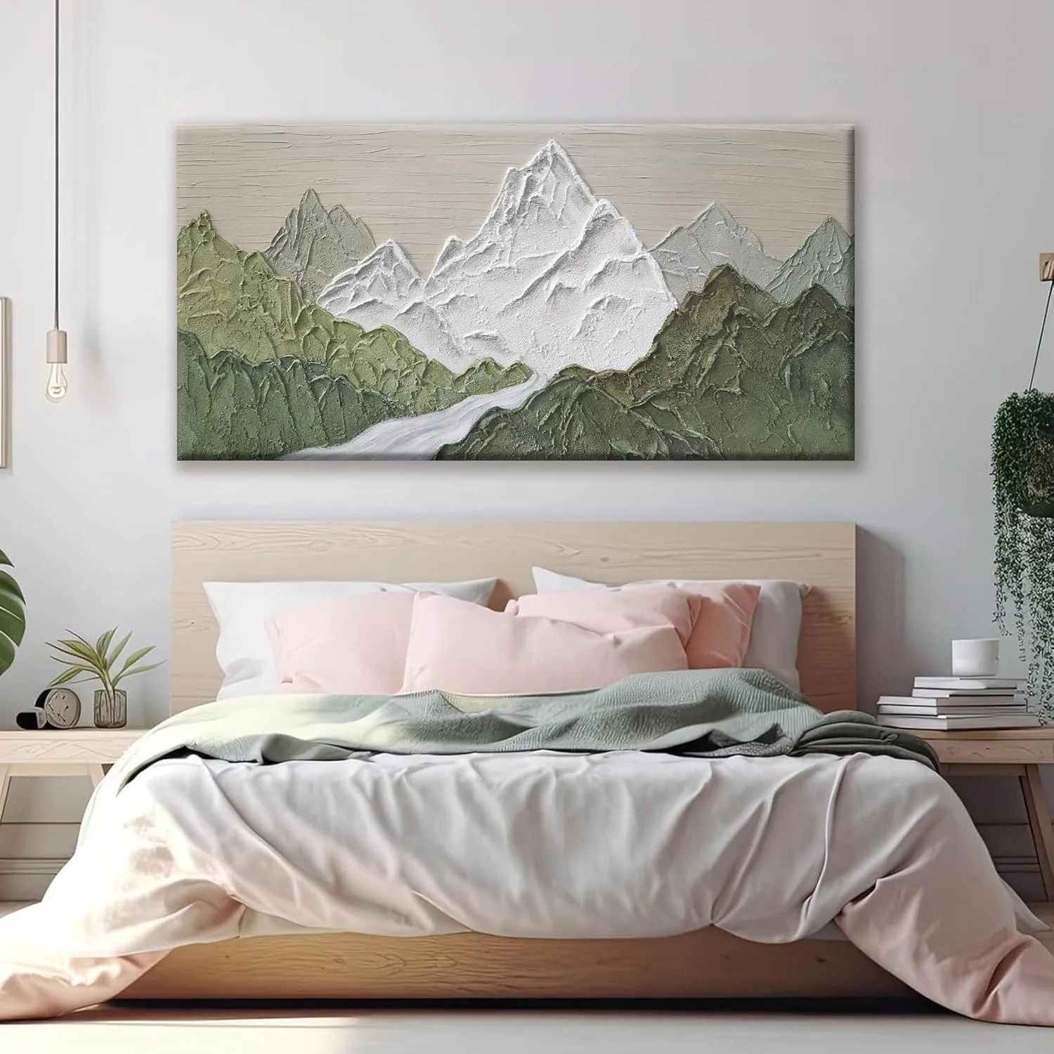 YISXINOAG Large Abstract Wall Art For Living Room Canvas Art Wall Decor Bedroom Office Decor Abstract Mountain Forest Landscapes Green Wall Art Painting Abstract Art Prints Home Wall Art 29×58 In