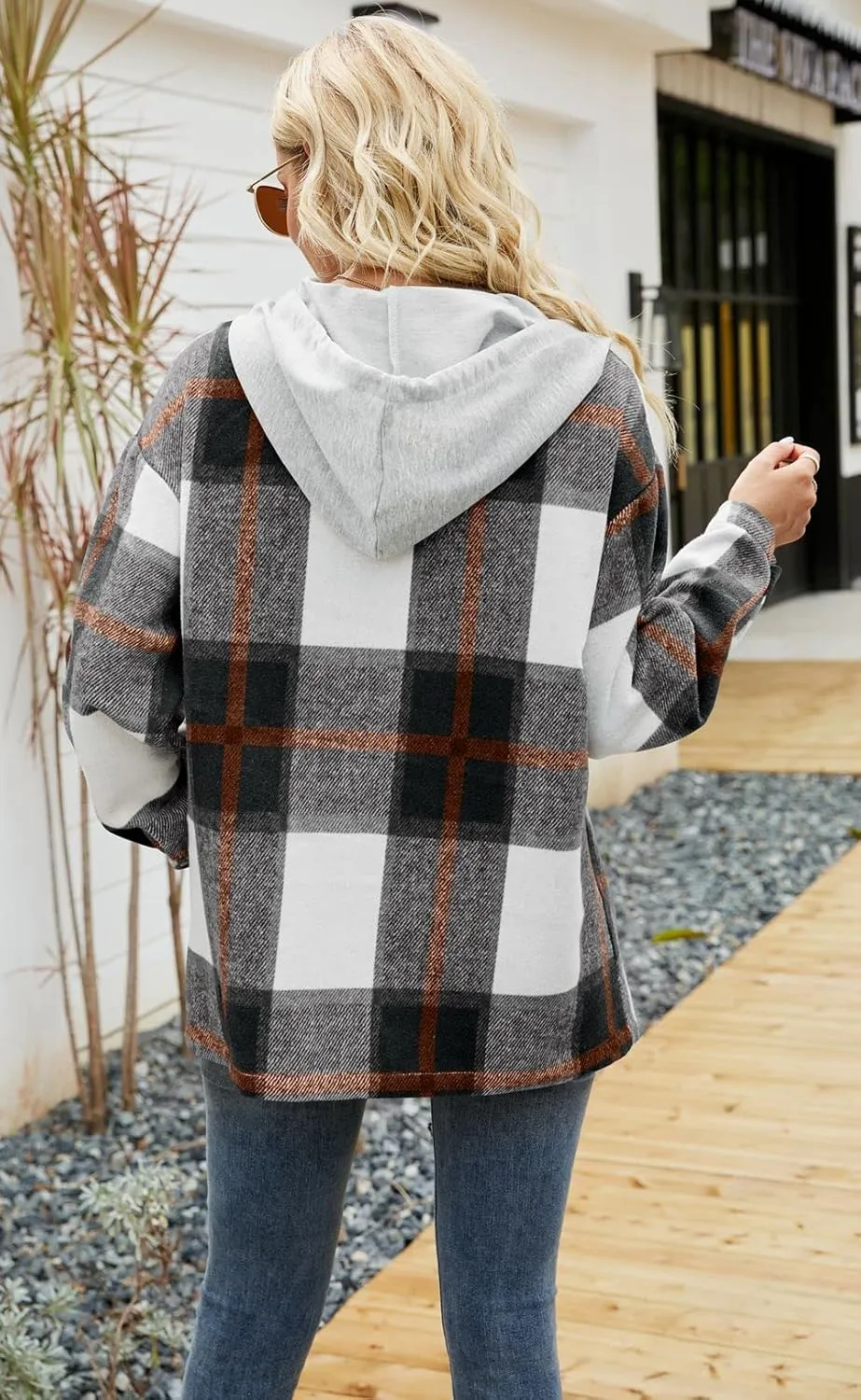 YOCUR Womens Flannel Shirts Plaid Button Down Shirt Casual Lapel Long Sleeve Outwear Warm Fall Winter Blouses