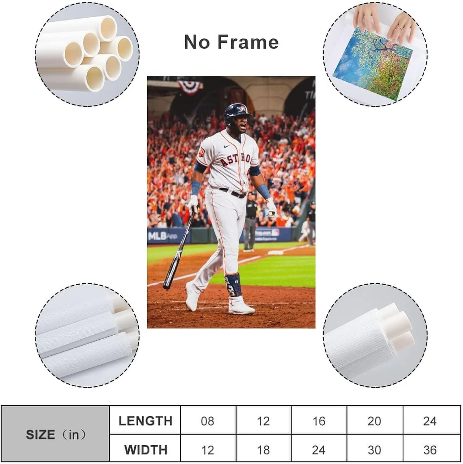 Yordan Alvarez Baseball Stars Poster Wall Art Poster Scroll Canvas Painting Picture Living Room Decor Home Framed/Unframed 16x24inch(40x60cm)