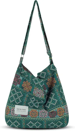 Your Cozy Women's Retro Large Size Cotton Shoulder Bag Hobo Crossbody Handbag Casual Tote For Shopping and Travel