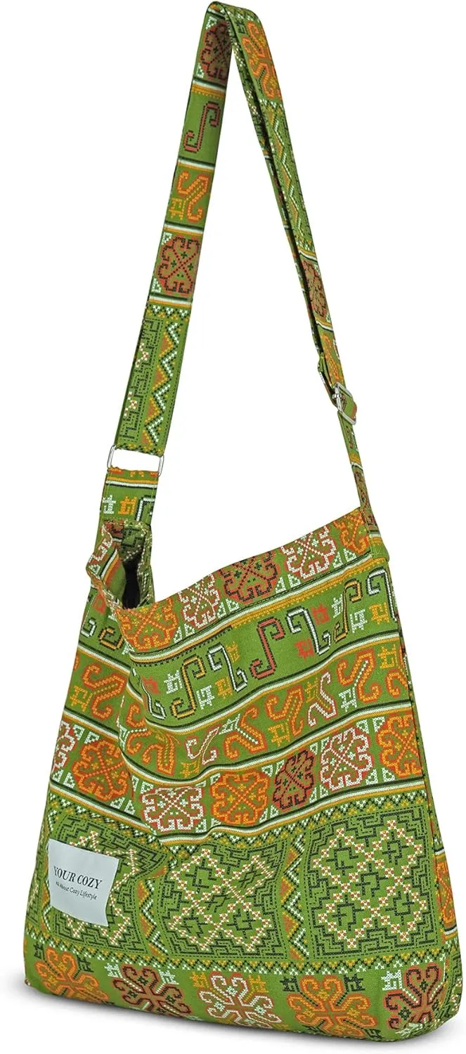 Your Cozy Women's Retro Large Size Cotton Shoulder Bag Hobo Crossbody Handbag Casual Tote For Shopping and Travel