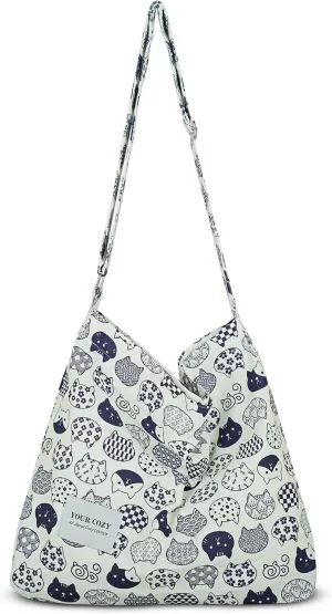 Your Cozy Women's Retro Large Size Cotton Shoulder Bag Hobo Crossbody Handbag Casual Tote For Shopping and Travel