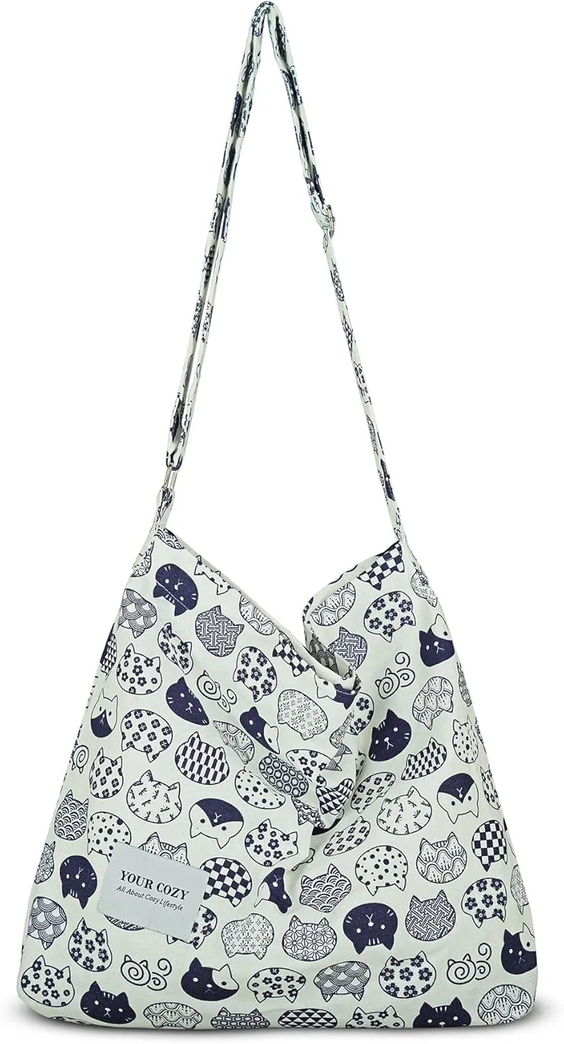 Your Cozy Women's Retro Large Size Cotton Shoulder Bag Hobo Crossbody Handbag Casual Tote For Shopping and Travel