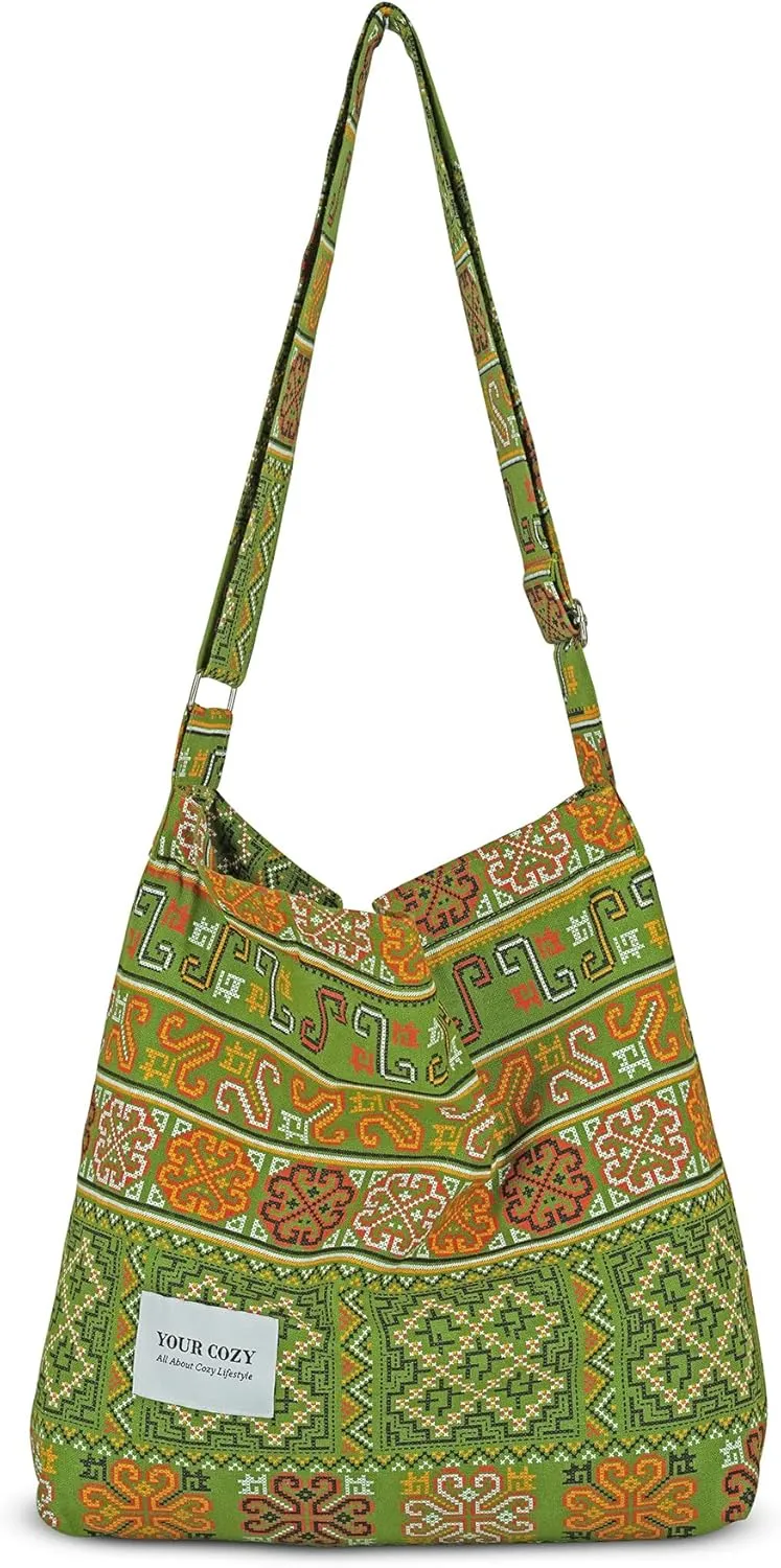 Your Cozy Women's Retro Large Size Cotton Shoulder Bag Hobo Crossbody Handbag Casual Tote For Shopping and Travel