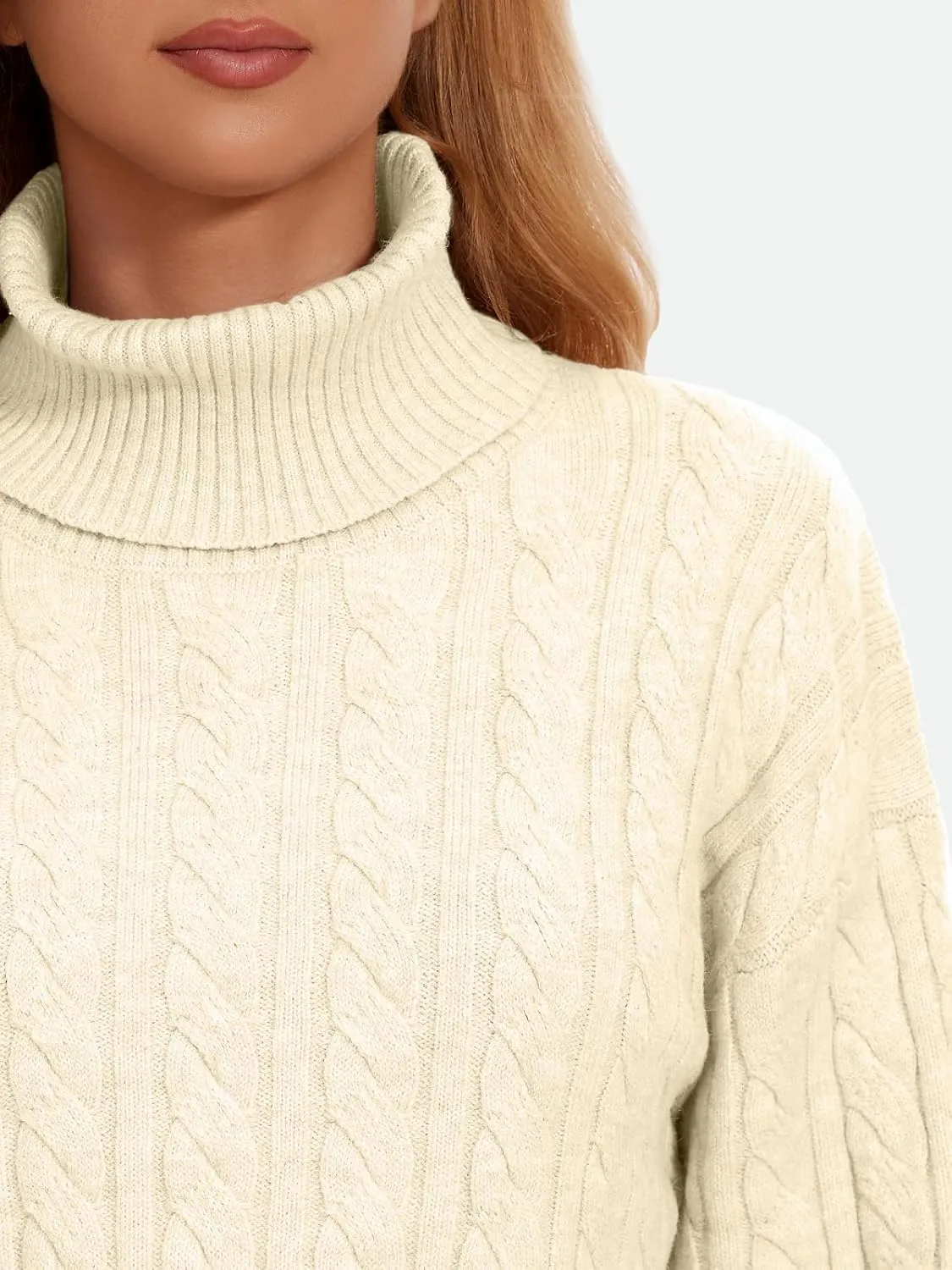 ZANZEA Turtleneck Sweater Women Long Sleeve Oversized Pullover Spilt Hem Chunky Cable Knit Jumper Fall Sweaters 2024