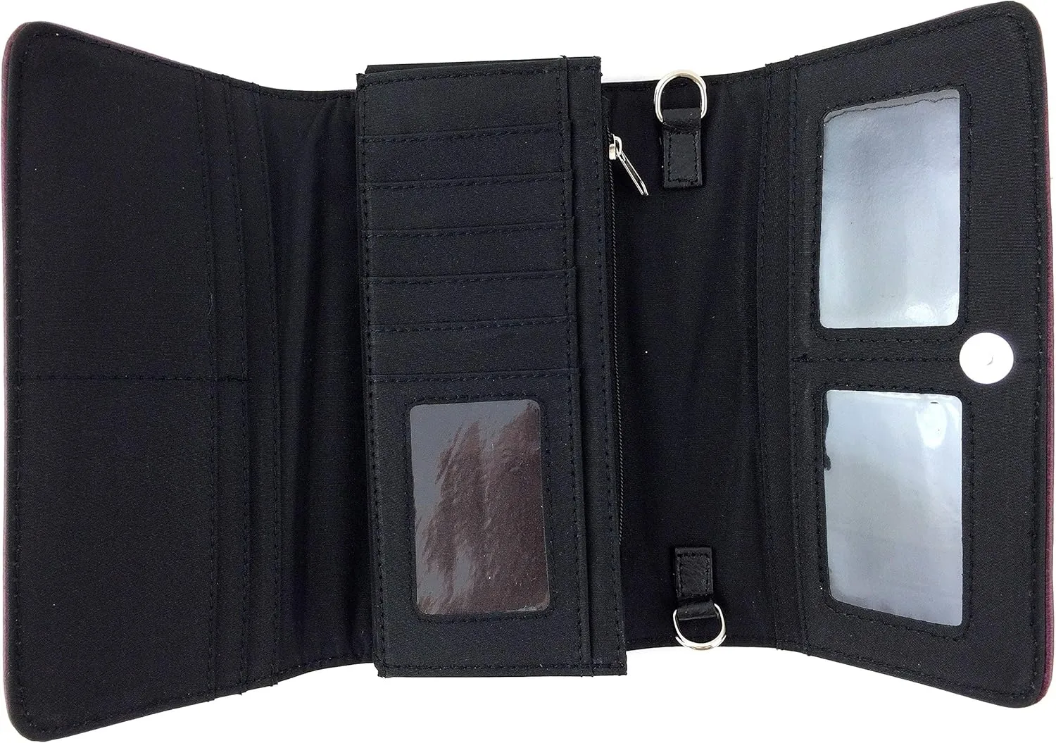 Zelris Western Country Floral Buckle Crossbody Trifold Wallet (Black)