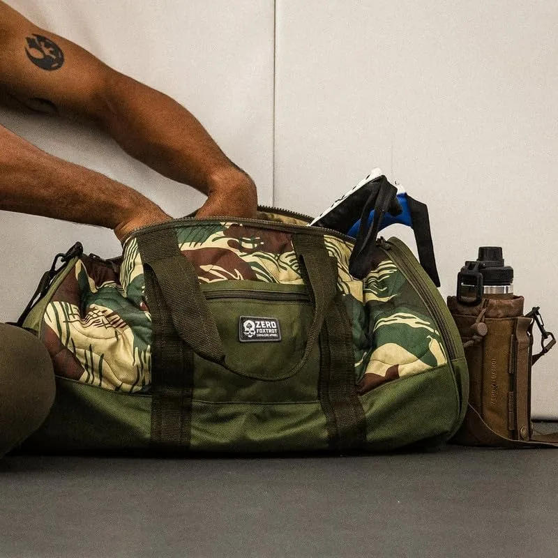 Zero Foxtrot Woobie Duffle Bag, large gym, travel, camping, overnight bag for men and women, military, tactical duffle with shoe compartment – 60L - Rhodie Camoflouge