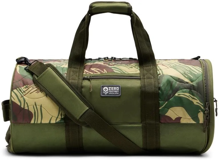 Zero Foxtrot Woobie Duffle Bag, large gym, travel, camping, overnight bag for men and women, military, tactical duffle with shoe compartment – 60L - Rhodie Camoflouge