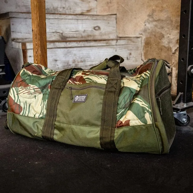 Zero Foxtrot Woobie Duffle Bag, large gym, travel, camping, overnight bag for men and women, military, tactical duffle with shoe compartment – 60L - Rhodie Camoflouge