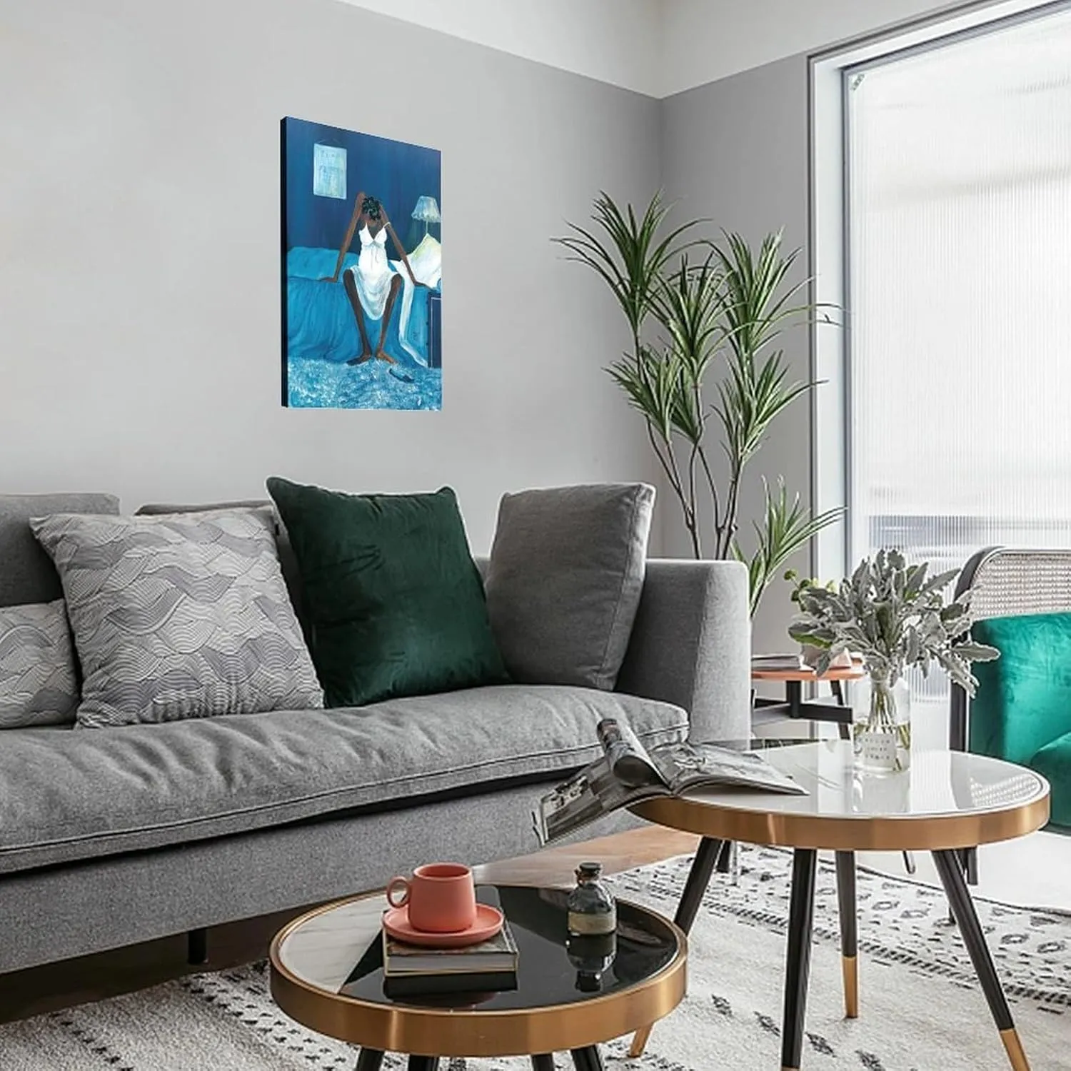 ZGFYESMM Blue Monday by Annie Lee Canvas Print Wall Decoration Artwork for Interior Spaces Canvas Poster Bedroom Decor Office Room Decor Gift Frame-style 12x18inch(30x45cm)