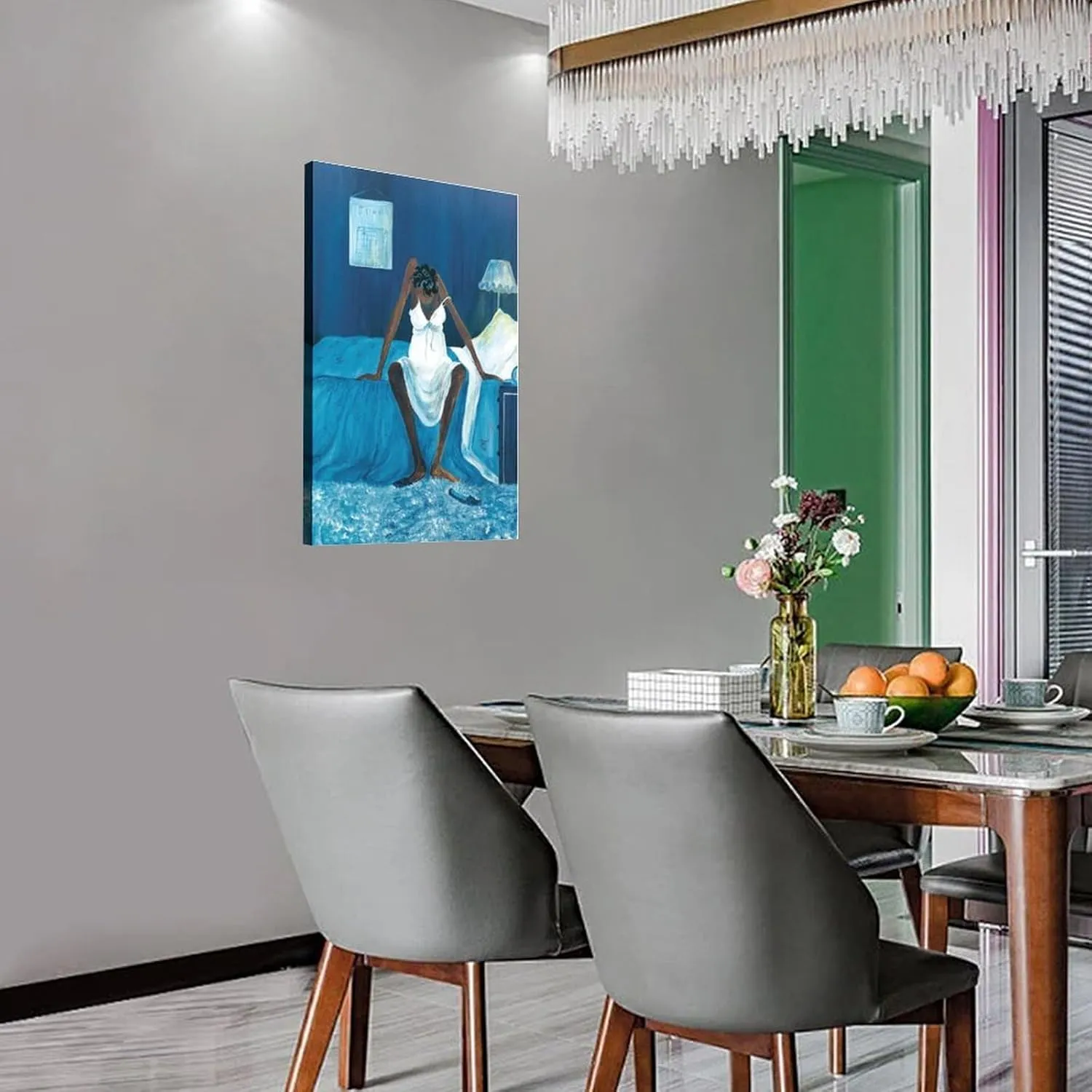 ZGFYESMM Blue Monday by Annie Lee Canvas Print Wall Decoration Artwork for Interior Spaces Canvas Poster Bedroom Decor Office Room Decor Gift Frame-style 12x18inch(30x45cm)