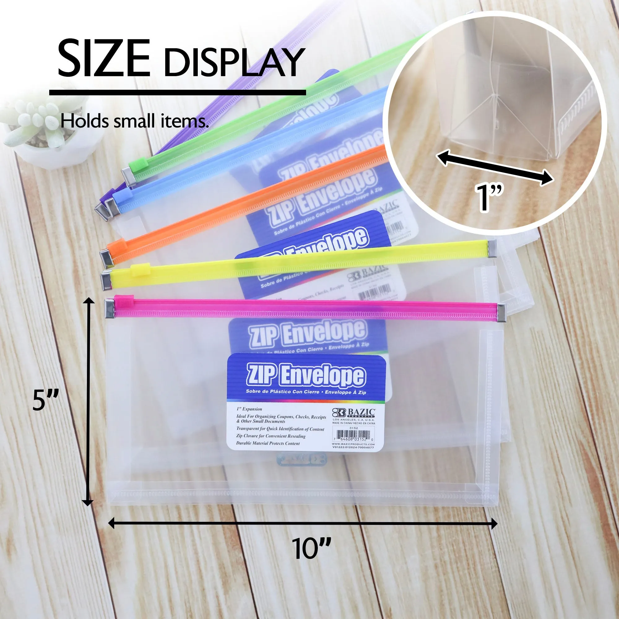 Zip Envelope Coupon/Check Size - Clear