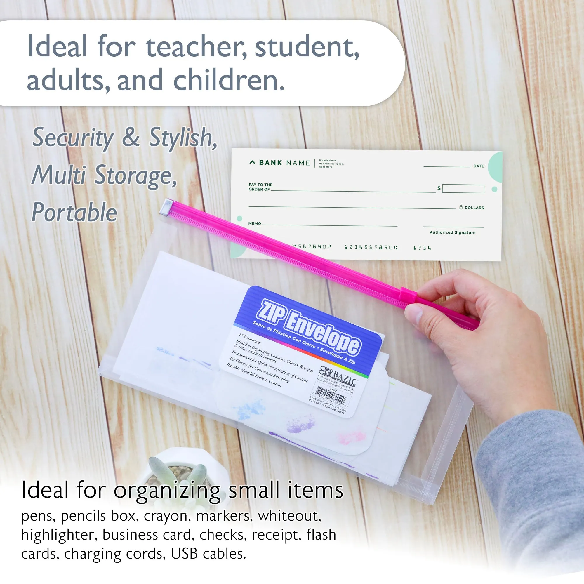 Zip Envelope Coupon/Check Size - Clear