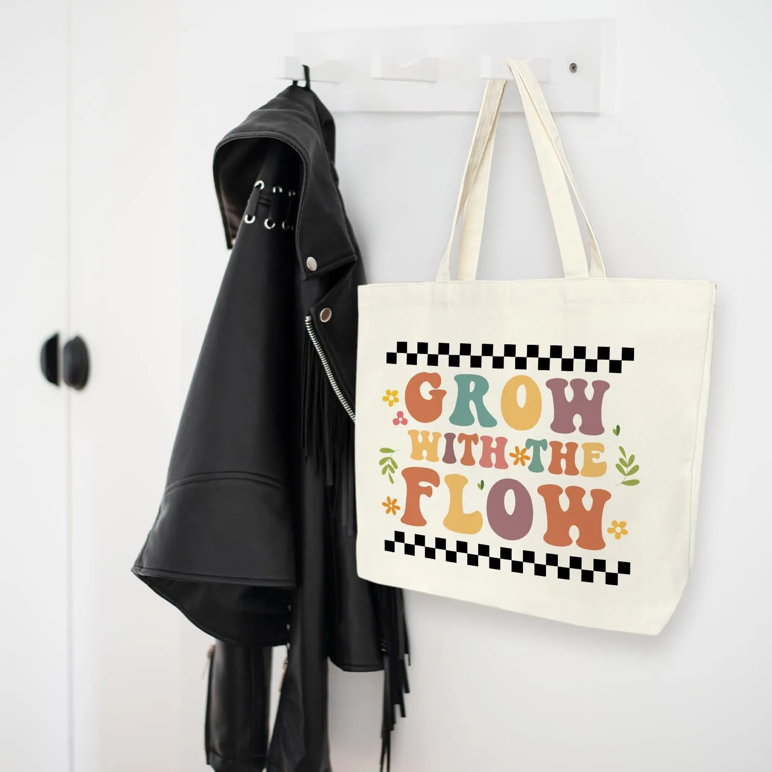 Ziyouza Canvas Tote Bag for Women - Cute Aesthetic Reusable Tote for Travel, Vacation & Shopping