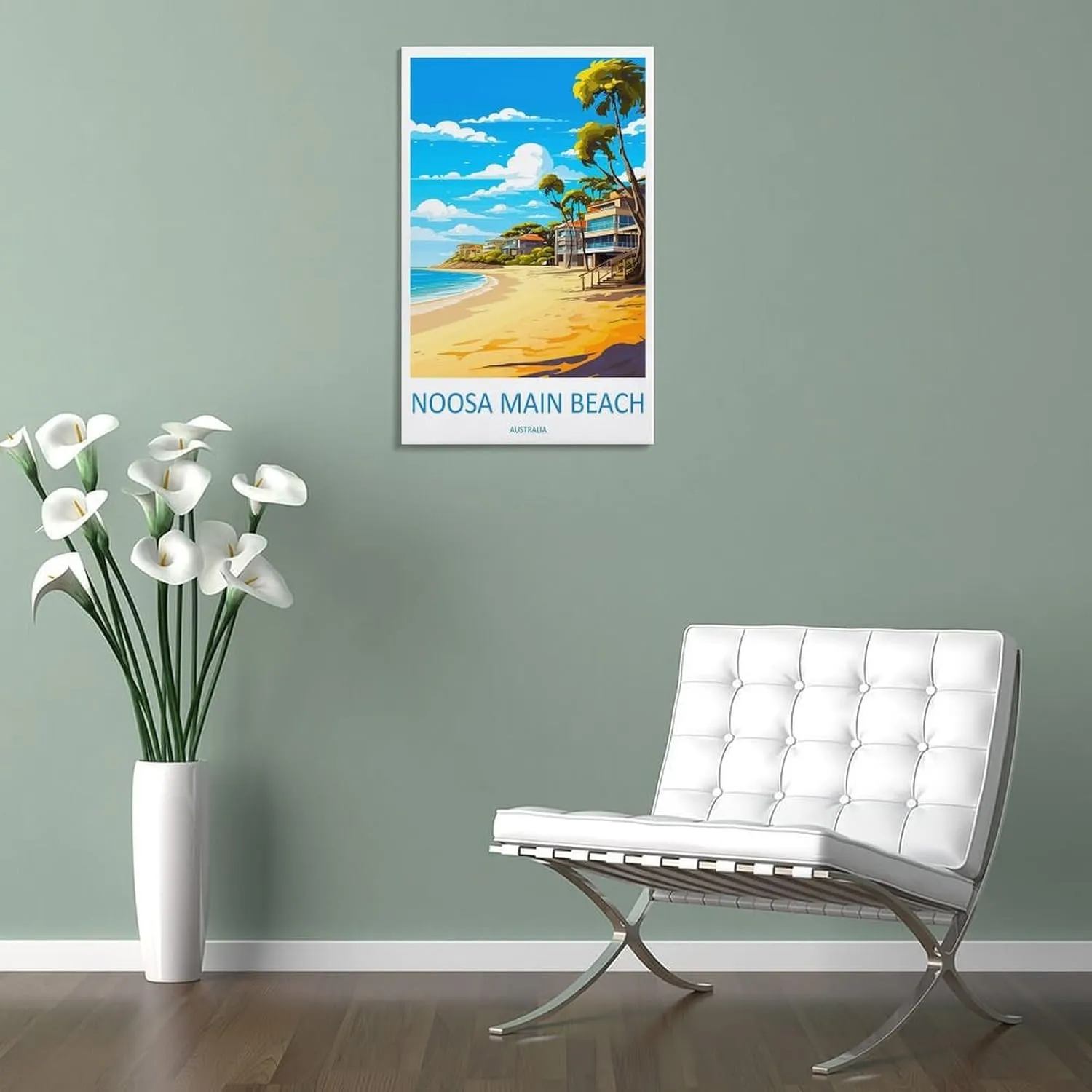 ZJLAMZ Noosa Main Beach Travel Print Noosa Main Beach Décor Noosa Main Beach Australia Poster Canvas Poster Bedroom Decor Sports Landscape Office Room Decor Gift Frame 12x18inch(30x45cm)