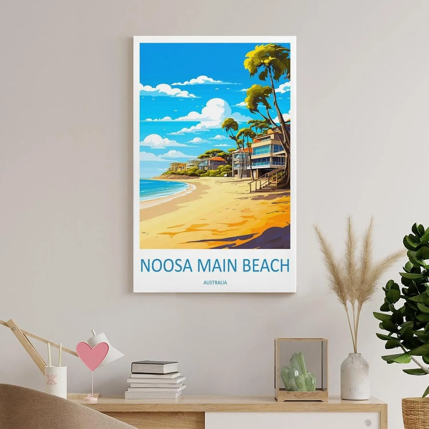ZJLAMZ Noosa Main Beach Travel Print Noosa Main Beach Décor Noosa Main Beach Australia Poster Canvas Poster Bedroom Decor Sports Landscape Office Room Decor Gift Frame 12x18inch(30x45cm)