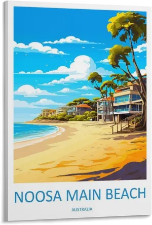 ZJLAMZ Noosa Main Beach Travel Print Noosa Main Beach Décor Noosa Main Beach Australia Poster Canvas Poster Bedroom Decor Sports Landscape Office Room Decor Gift Frame 12x18inch(30x45cm)