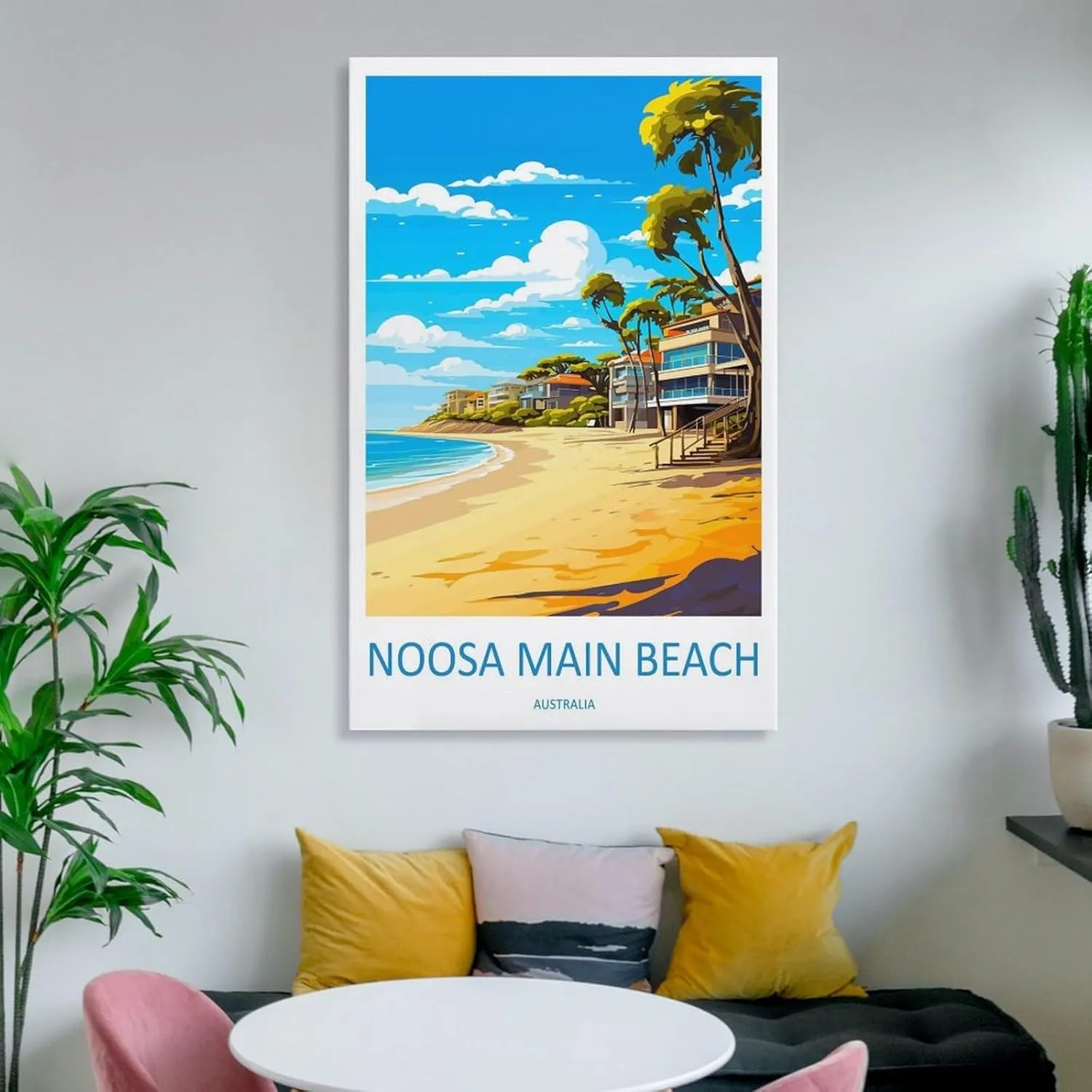 ZJLAMZ Noosa Main Beach Travel Print Noosa Main Beach Décor Noosa Main Beach Australia Poster Canvas Poster Bedroom Decor Sports Landscape Office Room Decor Gift Frame 12x18inch(30x45cm)