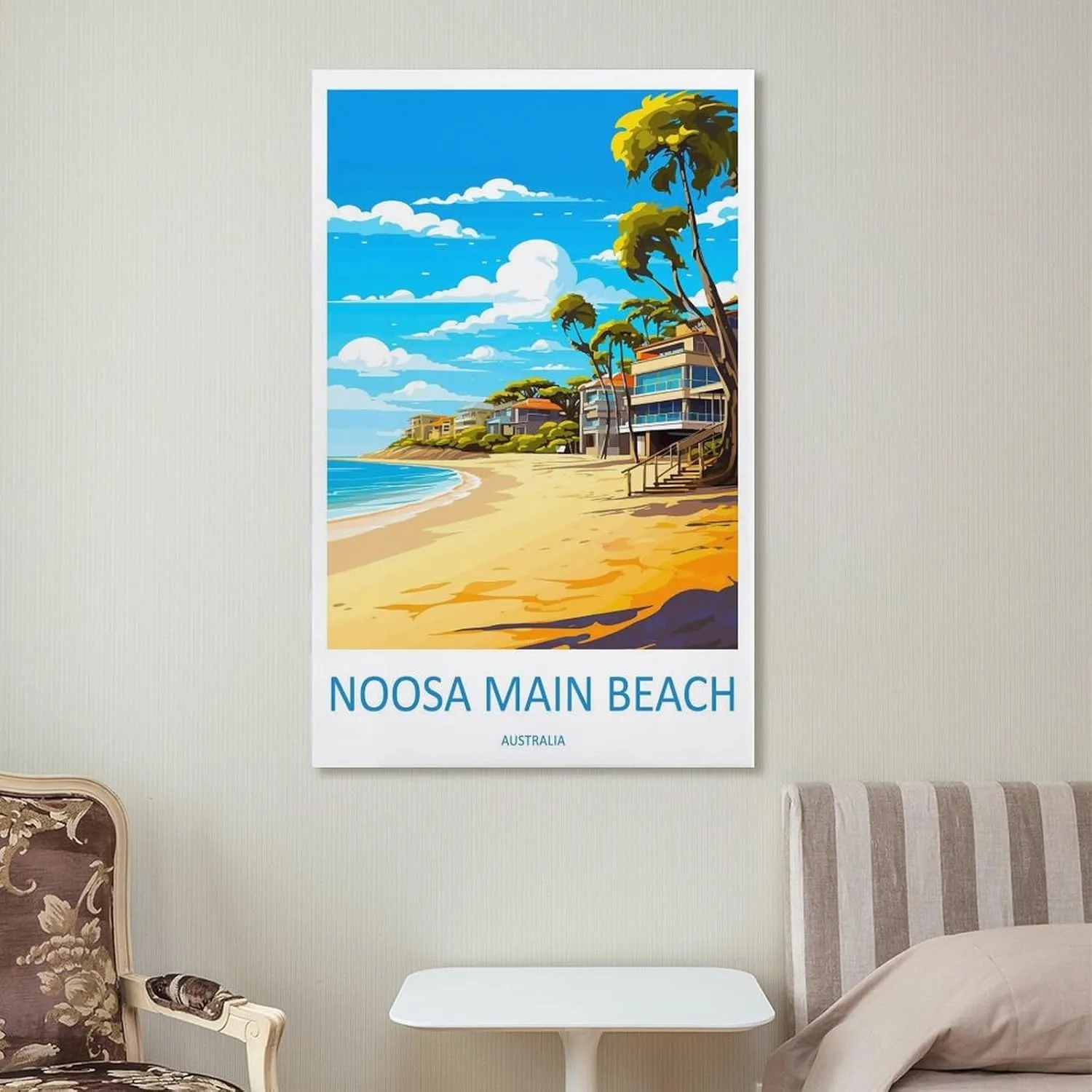 ZJLAMZ Noosa Main Beach Travel Print Noosa Main Beach Décor Noosa Main Beach Australia Poster Canvas Poster Bedroom Decor Sports Landscape Office Room Decor Gift Frame 12x18inch(30x45cm)