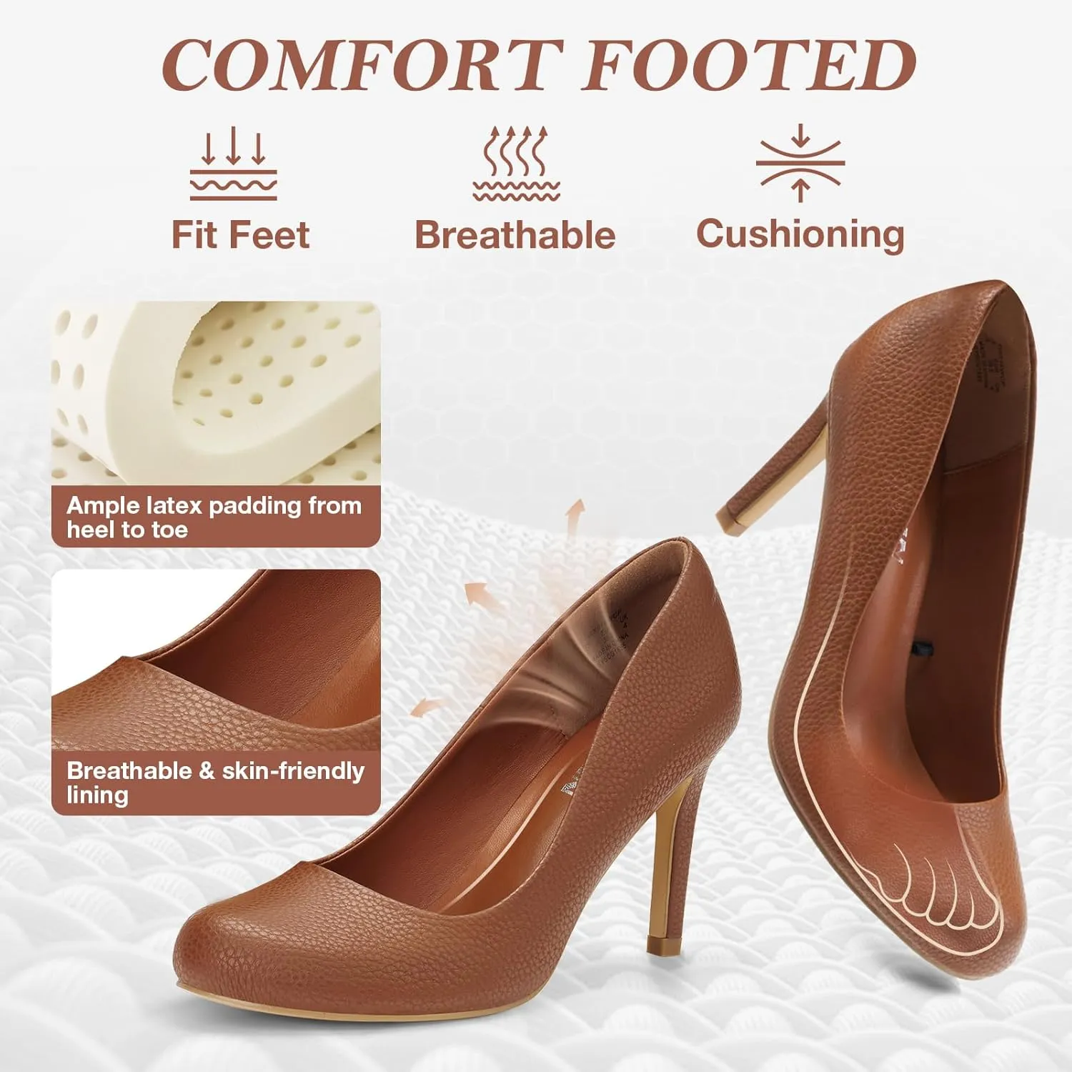 ZURIN Women's Round Toe Comfortable Stiletto Heels Closed Toe Dress Pumps Shoes for Wedding Work Office Business